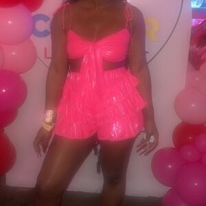 Pink Ruffled Womens Short Set.. Nerver Worn..